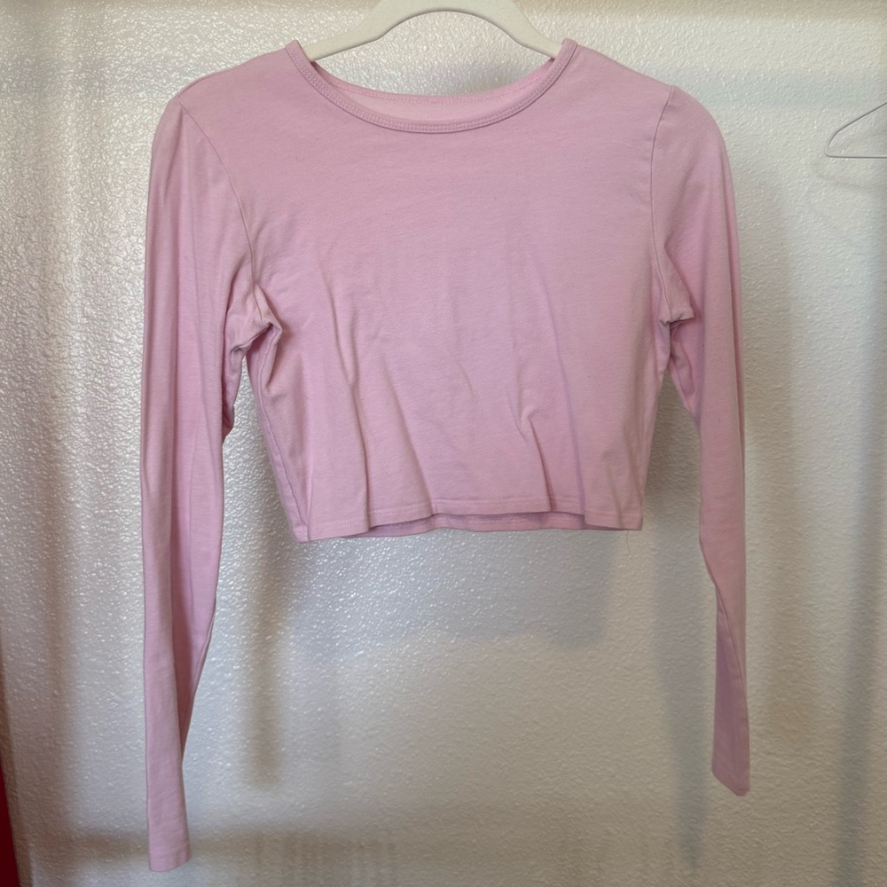 Hollister Light Pink Long Sleeve Crop Top